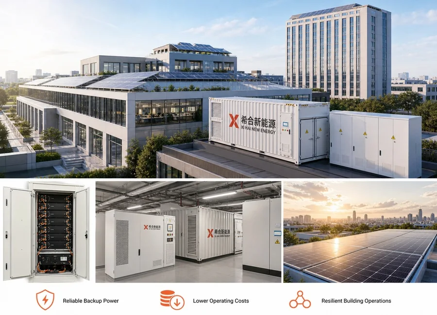 Commercial buildings solar and energy storage project support